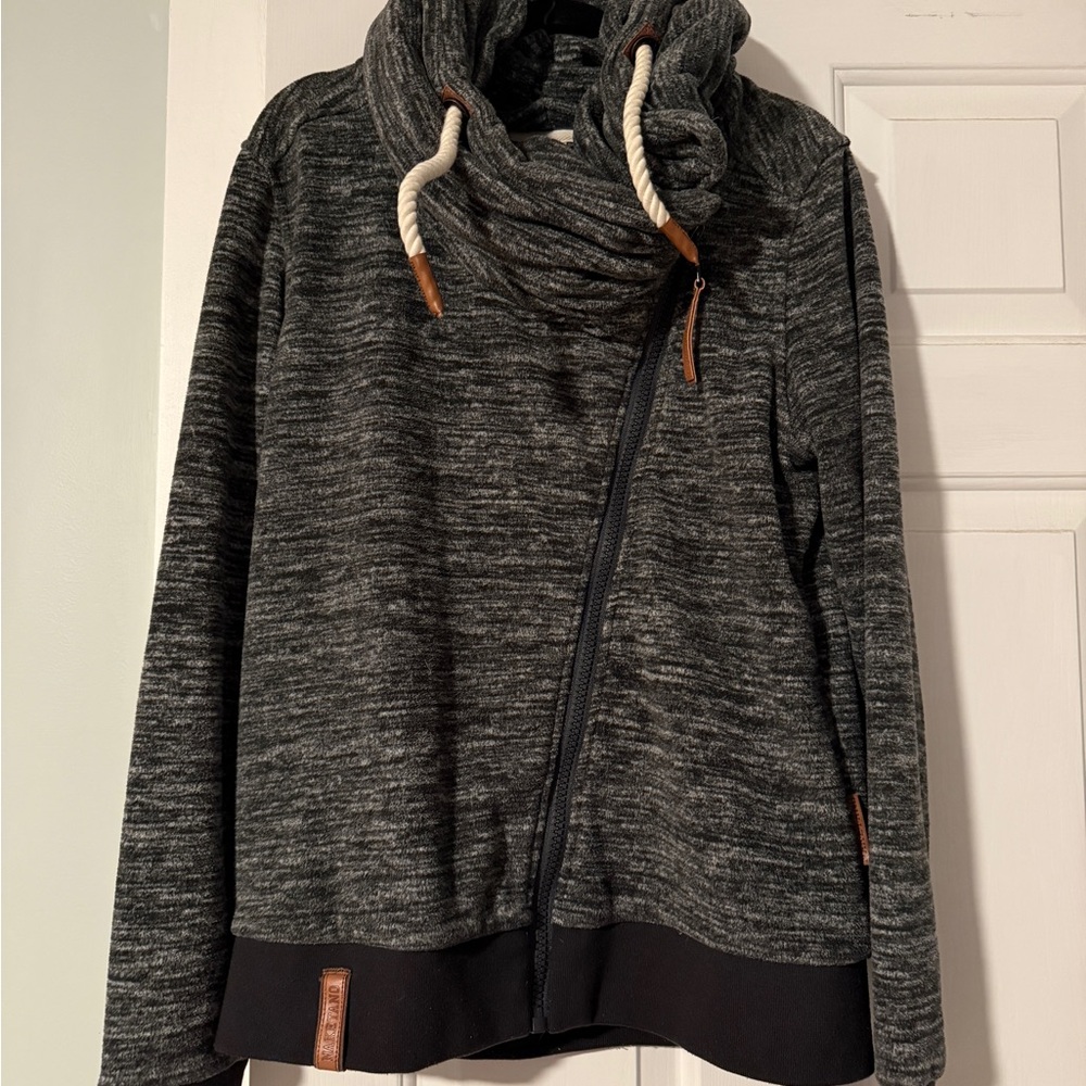 Naketano Gray Asymmetrical Zip Hoodie